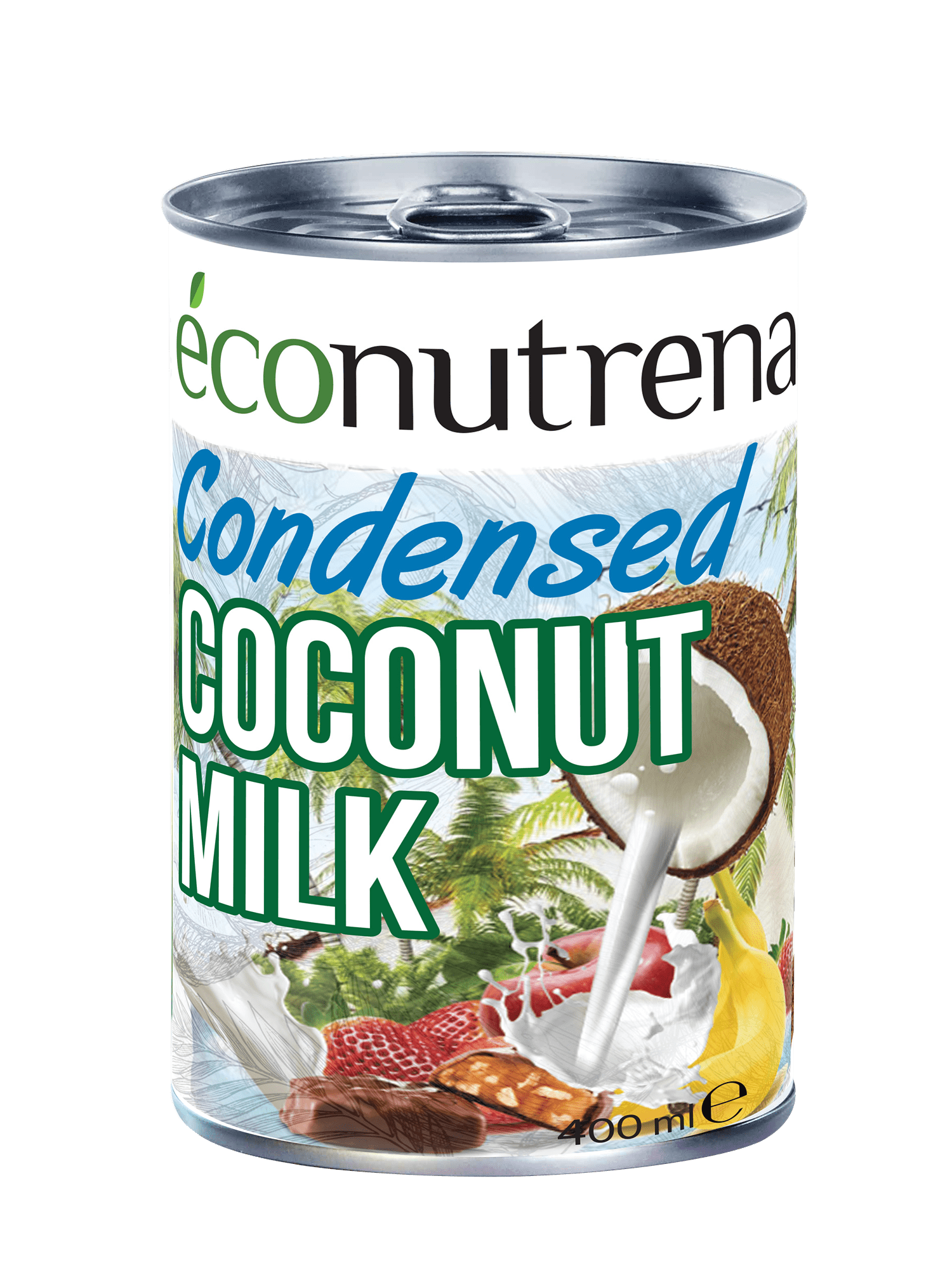 Condensed coconut milk and its flavored Econutrena Organic Coconut Products, Spices, Fruits