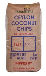 Pack of premium desiccated coconut with a sprinkle of coconut flakes, showcasing its texture and freshness.