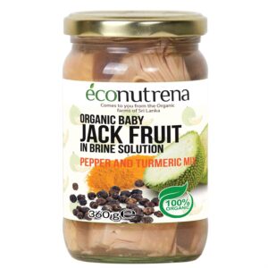 baby jack fruit slices in brine solution pepper and turmeric 360g jar