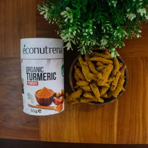 Pack of container filled with full of Organic Turmeric