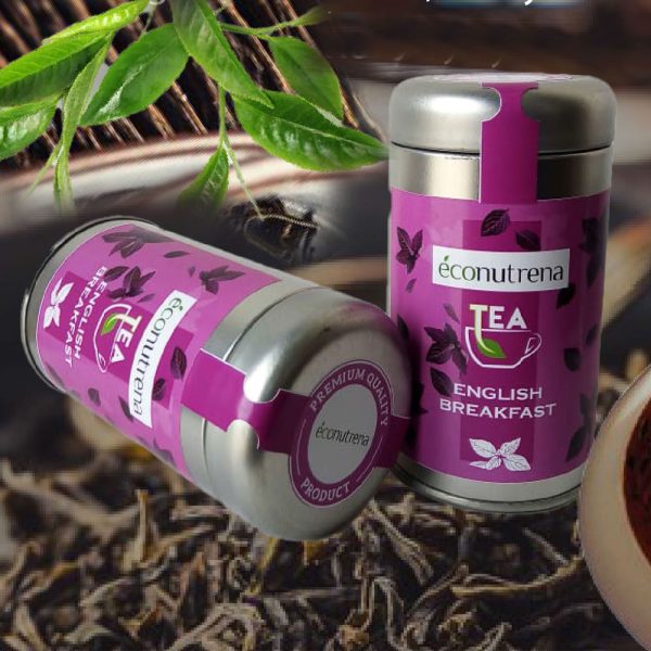 Cup of English Breakfast Tea with tea leaves