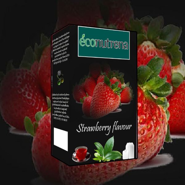 Assorted flavored tea bags and cups of brewed tea